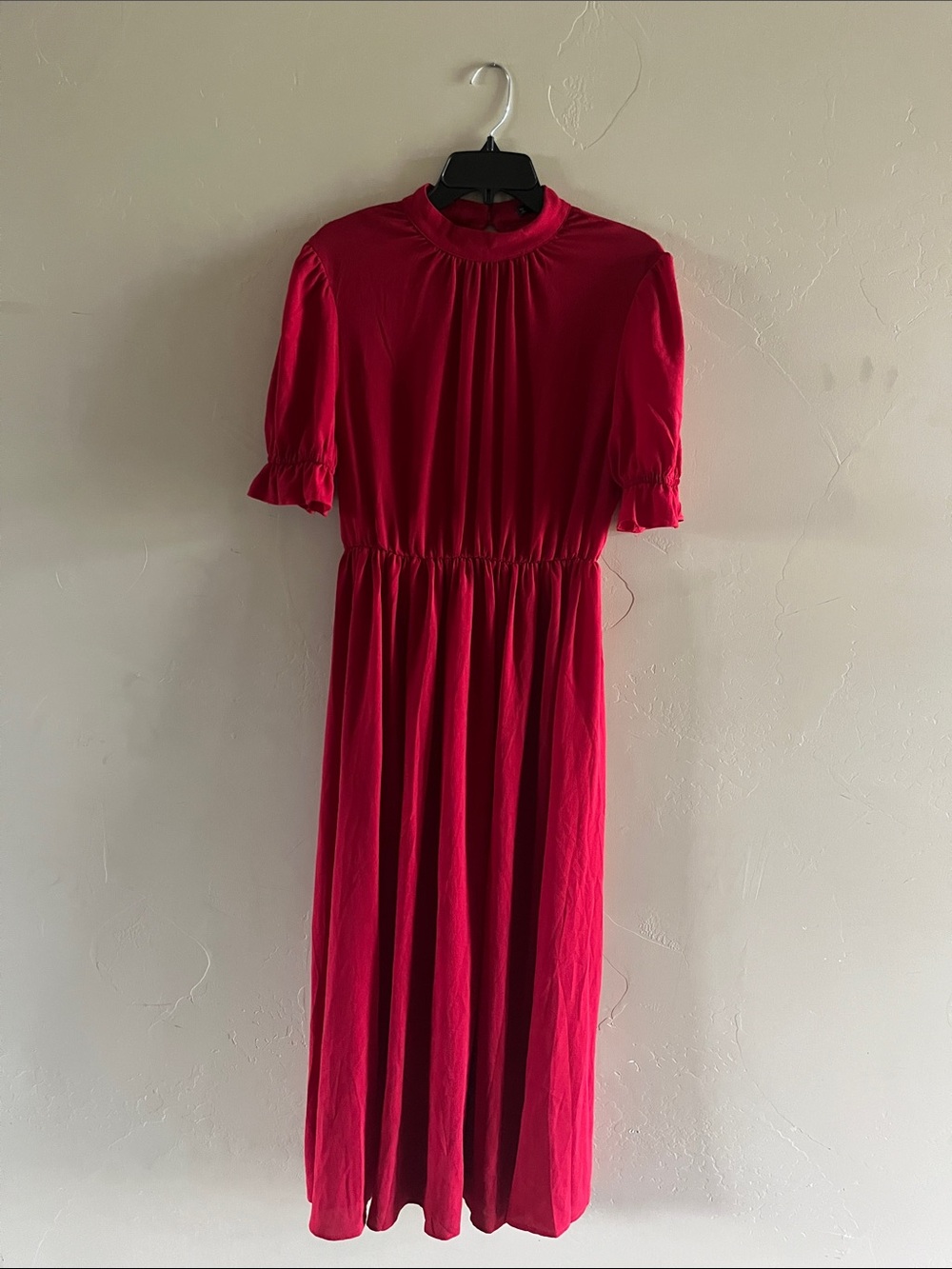 Elegant Red Maxi Dress with High Neck